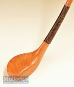 Fine and early G Lowe Golden Beechwood bulger driver c1890 fitted with a full length period hide