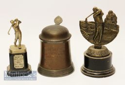 Group of Golfing Trophies (3) – bronze finish lidded tankard engraved to front ‘Midland Golf Club