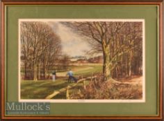 Terry Harrison signed colour golf print - “The Long Drive” signed by the author to the border in