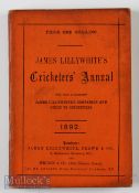 1892 James Lillywhite’s Cricketers’ Annual 237 page annual plus 31 pages of adverts, extensively