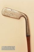 Fine Tom Stewart Kinnells patent hosel/ neck putter pat no 21039 fitted with a period leather grip