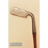 Fine Tom Stewart Kinnells patent hosel/ neck putter pat no 21039 fitted with a period leather grip