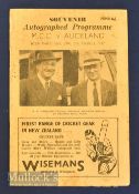 1947 Auckland v MCC Autographed Souvenir Cricket Programme – played at Eden Park March 1947 – c/w