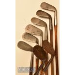 8x Assorted irons including Ayres large head niblick, deep face Terrier spade mashie, concentric