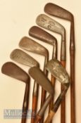 8x Various irons including a Spalding mashie, J H Taylor autographed mid iron, Anderson & Sons St