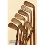 8x Various irons including a Spalding mashie, J H Taylor autographed mid iron, Anderson & Sons St