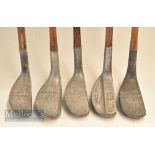 5x various alloy mallet head putters – to incl 3x Standard Golf Co, Ray model, Braid-Mills 1915