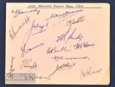 1949 New Zealand Cricket Tour to UK signed album page - signed by ink by 16 players and tour manager