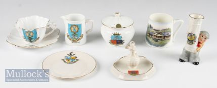 Golfing Crested Ware Ceramic Selection cup, saucer and jug with St Andrews crest manufactured for