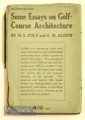 Rare – Colt, H S & Alison, C H – Some essays on Golf-Course Architecture Book 1920 with rare DJ (