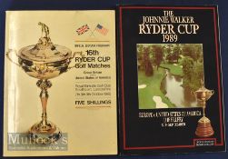 1965 Ryder Cup Golf Programme Great Britain v USA Royal Birkdale 7-9 October plus 1989 The Johnnie