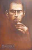 Snooker – Ronnie O’Sullivan sepia tones painting by Kidane Mariam possibly painted 2005 Snooker