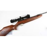 HW 95 Weihrauch .22 Air Rifle 11.5 ft/lb fitted with high-efficiency silencer, walnut finish stock