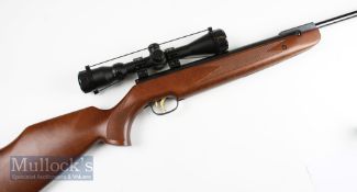 HW 95 Weihrauch .22 Air Rifle 11.5 ft/lb fitted with high-efficiency silencer, walnut finish stock