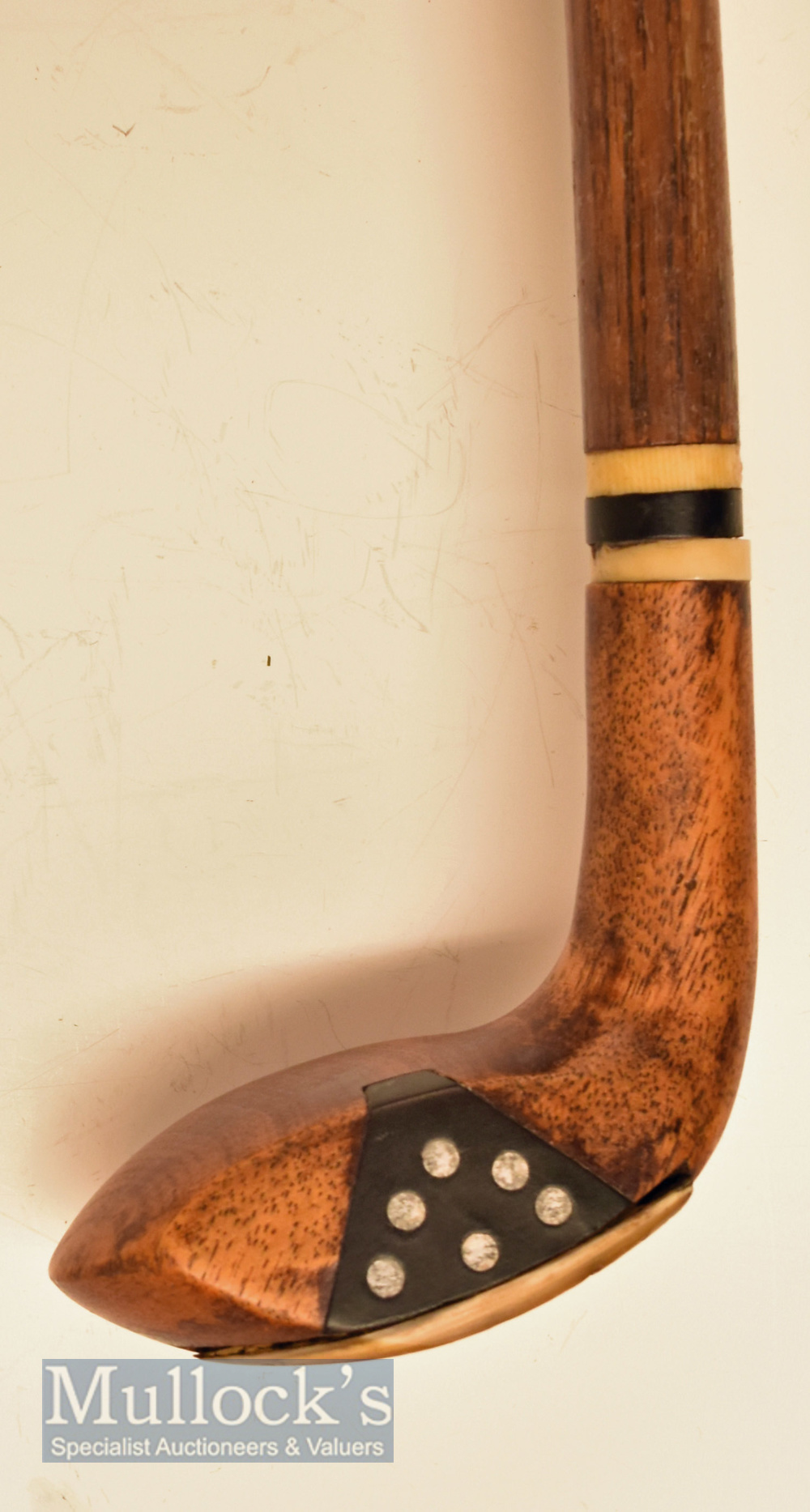 Unnamed Wooden socket head spoon Sunday Golf Walking stick with triangular black ivorine face - Image 2 of 2