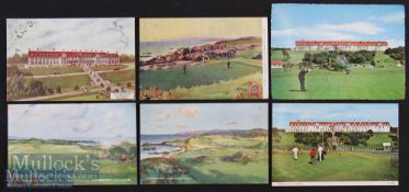 Collection of early Turnberry “Oilette” style coloured golfing postcards from the early 1900s 3x