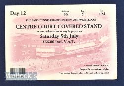 2003 Wimbledon Ladies Tennis Final ticket – a three set final won by defending Champion Serena