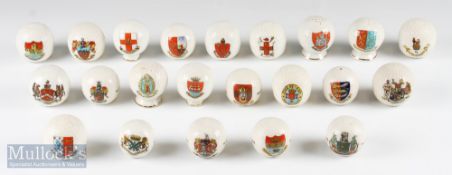 22 Crested Ware Bramble Golf Balls with crests including Life Guards, Farnham, South Queensferry,