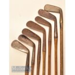 6x various smooth face irons and brass bade putter (7) - from mid irons to lofters plus brass headed