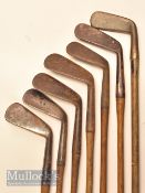 6x various smooth face irons and brass bade putter (7) - from mid irons to lofters plus brass headed