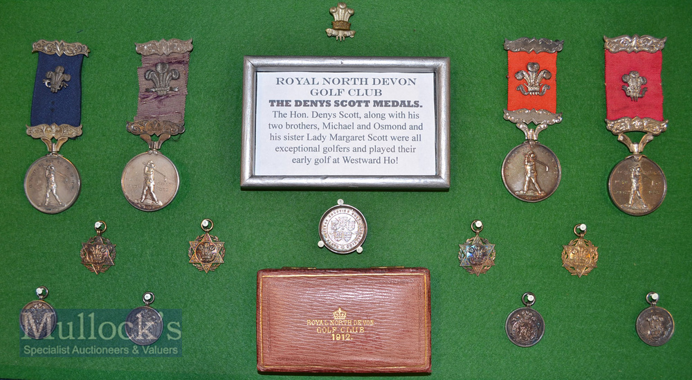 Rare Collection of 11x Royal North Devon Golf Club medals won by The Hon Denys Scott from 1894 to