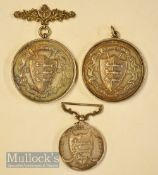 3x Gt Yarmouth Golf Club white metal medals – 2x very large The John Penn Medals overall 1.75”