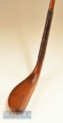 c1840 Featherball era long nose putter in stained fruitwood with a 1” face depth x 6” head length