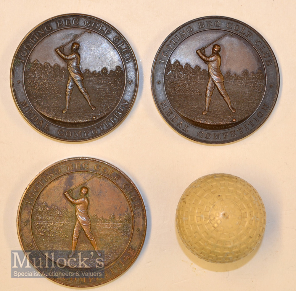 3x early 1900s Tooting Bec Golf Club Large Bronze Medals – finely embossed with period golfing