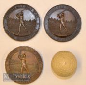 3x early 1900s Tooting Bec Golf Club Large Bronze Medals – finely embossed with period golfing
