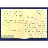 Bobby Locke signed hand written letter dated 29th Jan 36 sending thanks for a telegram single sheet,