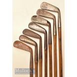 6x various jiggers and a cleek – makers incl E R Whitcombe mussel back, Winton Diamond mark mussel