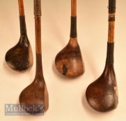 4x small headed woods including a Craigey Montrose brassie, another brassie together with 2x