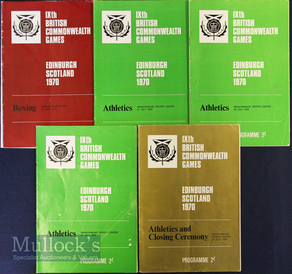 1970 Edinburgh Commonwealth Games Programmes (5) inc boxing July 24th, athletics 21st, 23rd and 24th