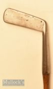 Willie Wilson St Andrews straight blade metal putter c1890 c/w later hide grip