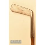 Willie Wilson St Andrews straight blade metal putter c1890 c/w later hide grip
