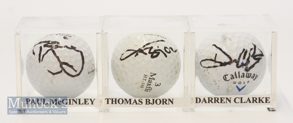 3x European Ryder Cup Captains signed golf balls from 2014-2018 to incl Paul McGinley, Darren Clarke