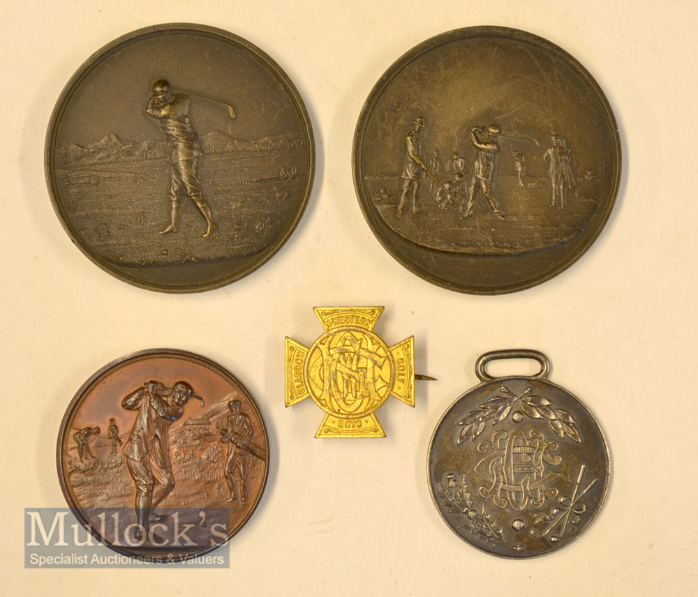 Collection of Scottish Golf Club sterling silver, bronze and gilt medals and pin badges (5) – 2x