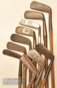 10x various brass and metal blade putters – incl Gem, wry, bent neck and Hesketh style examples,