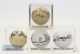 4x British Golfing Greats signed golf balls – Max Faulkner 1951 Open Champion signed and dated