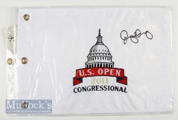 US Open 2011 Congressional Rory McIlroy Signed golf pin flag signed in ink to the corner on white