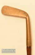 Early and rare brass/gun metal heavy blade well lofted putter c1880 with a very stout 4.75” hosel