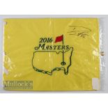 2016 Masters Danny Willett Signed golf pin flag signed to the corner on yellow flag, measures