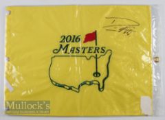 2016 Masters Danny Willett Signed golf pin flag signed to the corner on yellow flag, measures