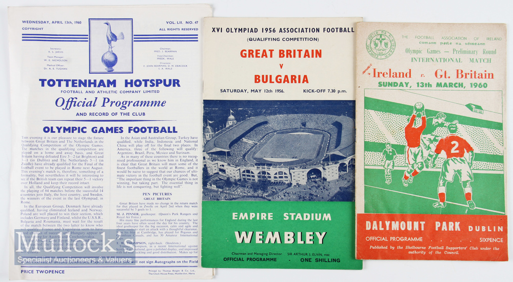1960 Rome Olympics Great Britain Qualifier Football Programmes (3) v Bulgaria at Wembley May 12th