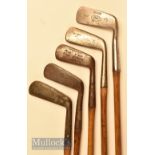 5x Assorted metal blade putters by makers Gibson, Scott of Carnoustie, Pilot brand for Muir of St