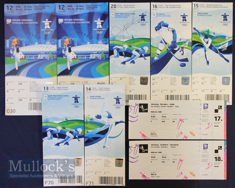 Mixed Winter Olympics Tickets (9) – 1994 Lillehammer ice hockey Slovakia v Italy and Germany v