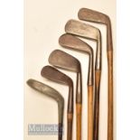 6x various irons and putters – incl D & W Auchterlonie St Andrews and North Berwick deep faced