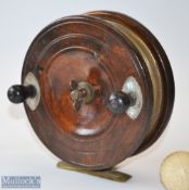 Eton Sun Nottingham wooden and brass star back 6” Sea Reel – stamped Eton Sun to the brass star with