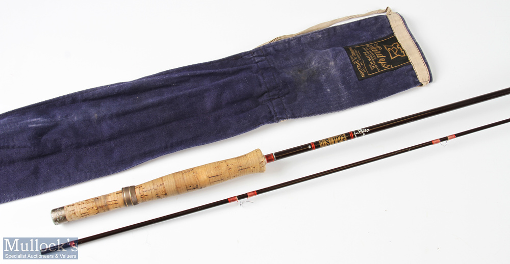 Hardy Bros De-Luxe 8ft 6in carbon fly rod 2pc line 6/7#, one ring rewhipped in mcb