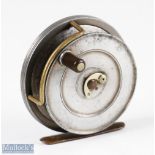 Hardy Bros England Sunbeam 3 ¼” Dup Mk II alloy fly reel with smooth brass foot, horse shoe latch,